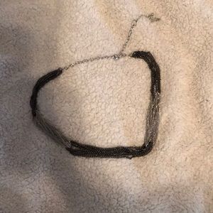 Silver and black necklace